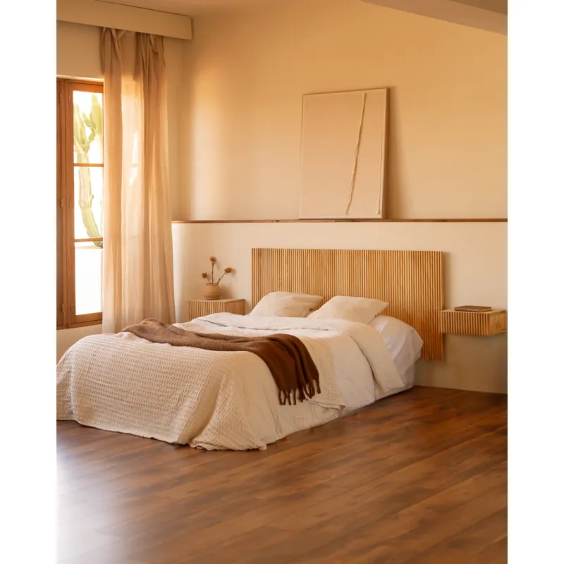 Cabecero de madera maciza en tono roble medio de 80cm - Cabeceros