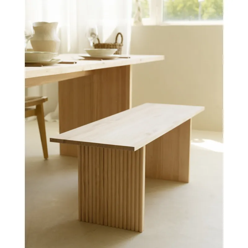 Banco de madera maciza en tono natural de 120cm - Bancos y taburetes