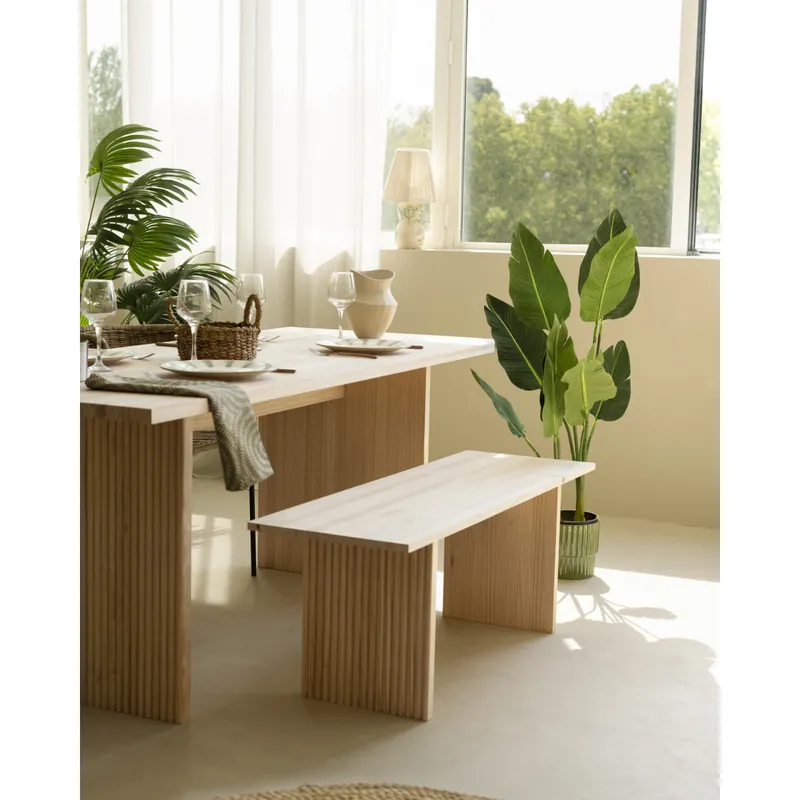 Banco de madera maciza en tono roble medio de 120cm - Bancos y taburetes