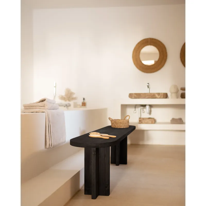 Banco de madera maciza en tono negro de 120cm - Bancos y taburetes