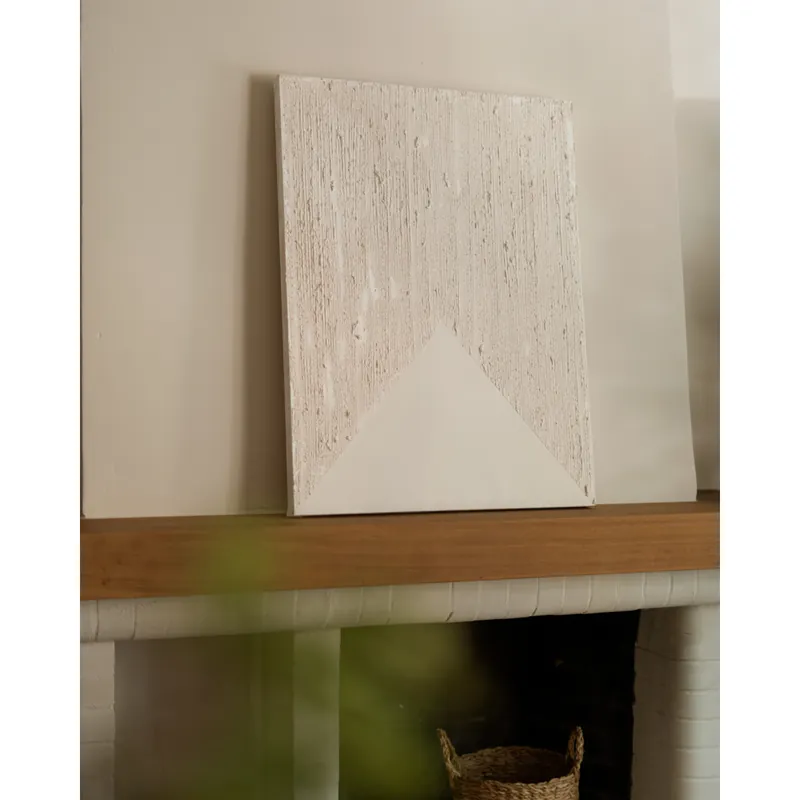 Cuadro beige decorativo sobre algodón con bastidor de madera pintado artesanalmente con pintura al óleo de 80x60cm - Decoración mural