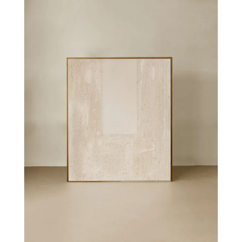 Cuadro beige-marrón decorativo sobre algodón con bastidor de madera pintado artesanalmente con pintura al óleo de 80x60cm