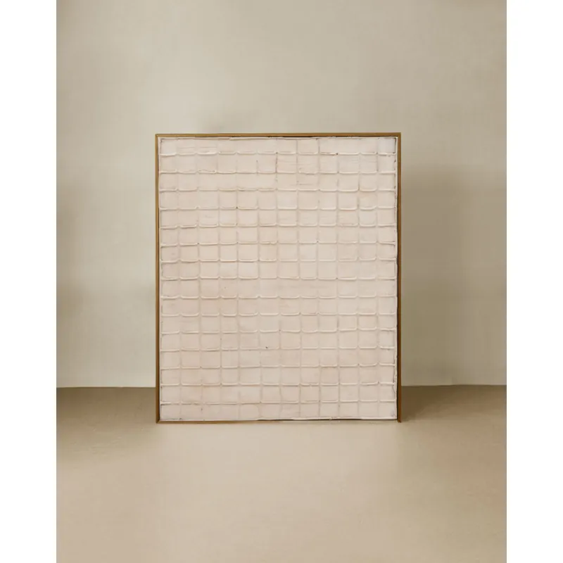 Cuadro beige decorativo sobre algodón con bastidor de madera pintado artesanalmente con pintura al óleo de 80x60cm - Decoración mural
