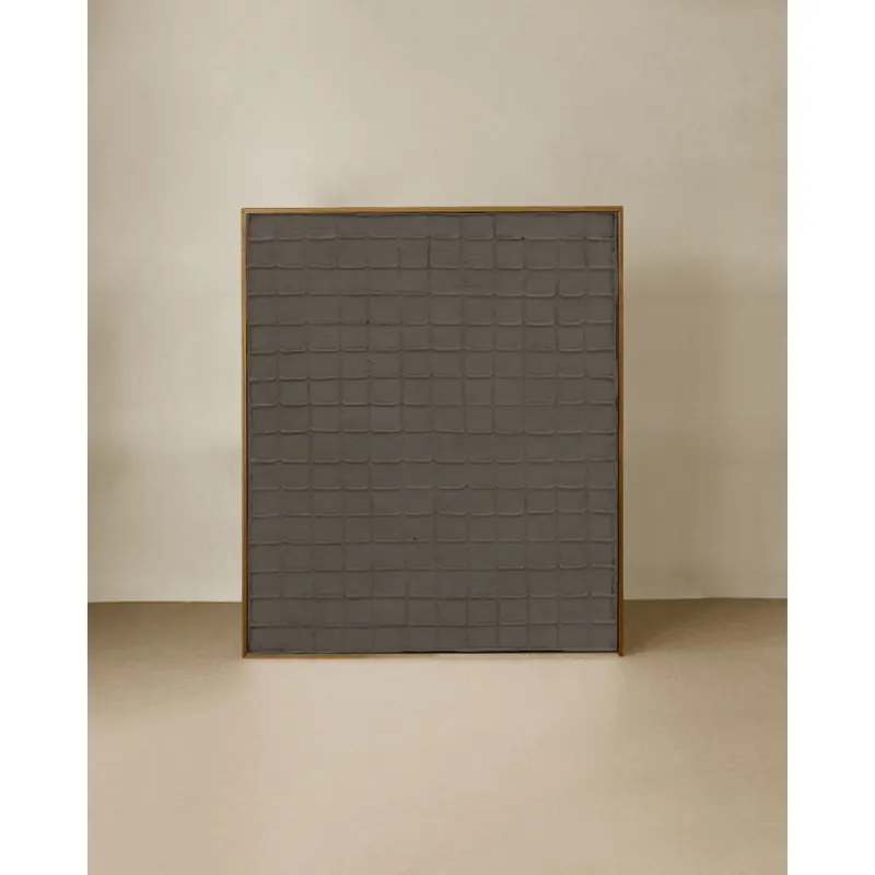 Cuadro gris decorativo sobre algodón con bastidor de madera pintado artesanalmente con pintura al óleo de 80x60cm - Decoración mural