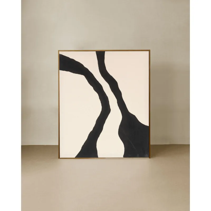 Cuadro blanco y negro decorativo sobre algodón con bastidor de madera pintado artesanalmente con pintura al óleo de 80x60cm - Decoración mural