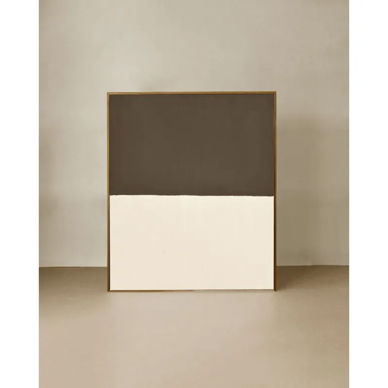 Cuadro marrón y blanco decorativo sobre algodón con bastidor de madera pintado artesanalmente con pintura al óleo de 80x60cm - Decoración mural