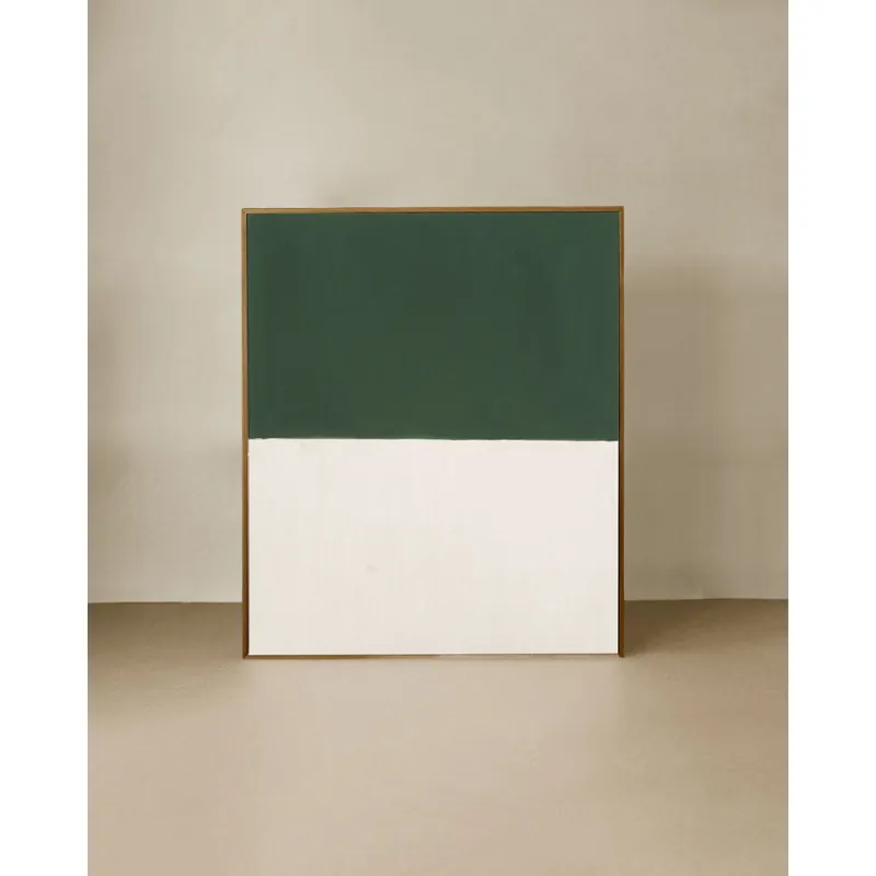 Cuadro verde y blanco decorativo sobre algodón con bastidor de madera pintado artesanalmente con pintura al óleo de 80x60cm - Decoración mural