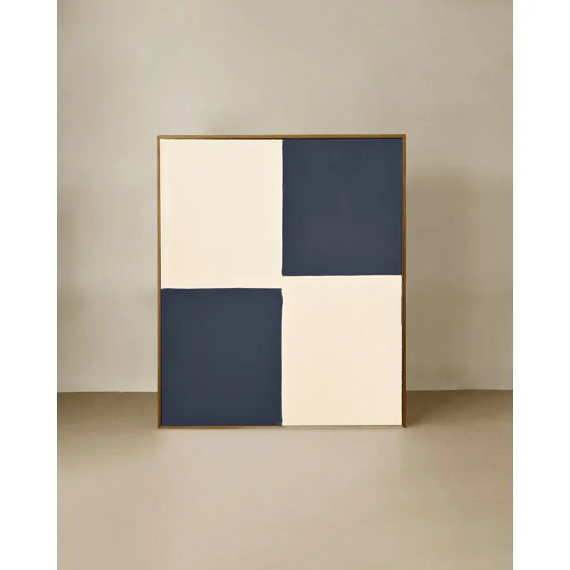 Cuadro azul y blanco decorativo sobre algodón con bastidor de madera pintado artesanalmente con pintura al óleo de 80x60cm - Decoración mural