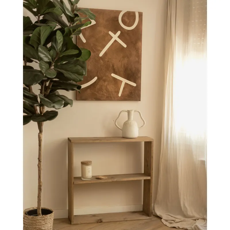 Cuadro marrón y blanco decorativo sobre algodón con bastidor de madera pintado artesanalmente con pintura al óleo de 80x60cm - Decoración mural
