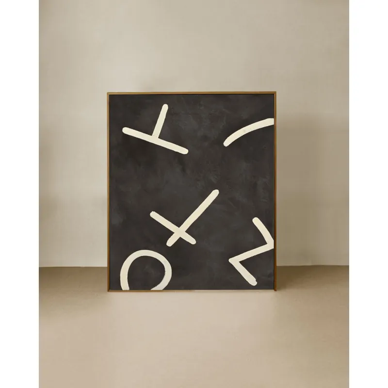 Cuadro negro y blanco decorativo sobre algodón con bastidor de madera pintado artesanalmente con pintura al óleo de 80x60cm - Decoración mural