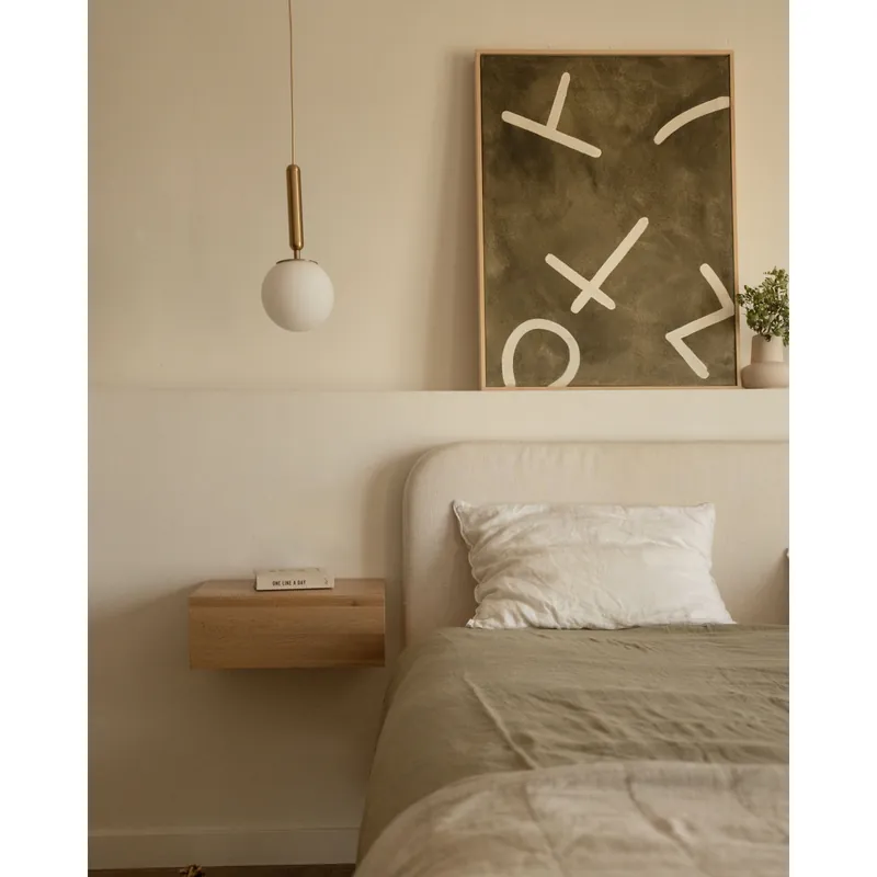 Cuadro verde y blanco decorativo sobre algodón con bastidor de madera pintado artesanalmente con pintura al óleo de 80x60cm - Decoración mural