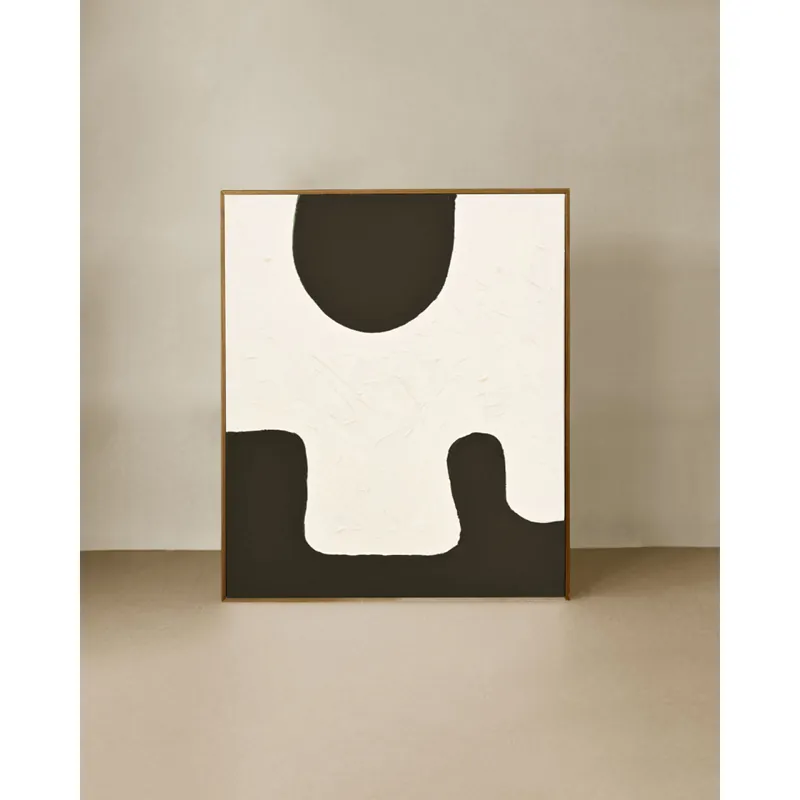 Cuadro blanco y negro decorativo sobre algodón con bastidor de madera pintado artesanalmente con pintura al óleo de 80x60cm - Decoración mural