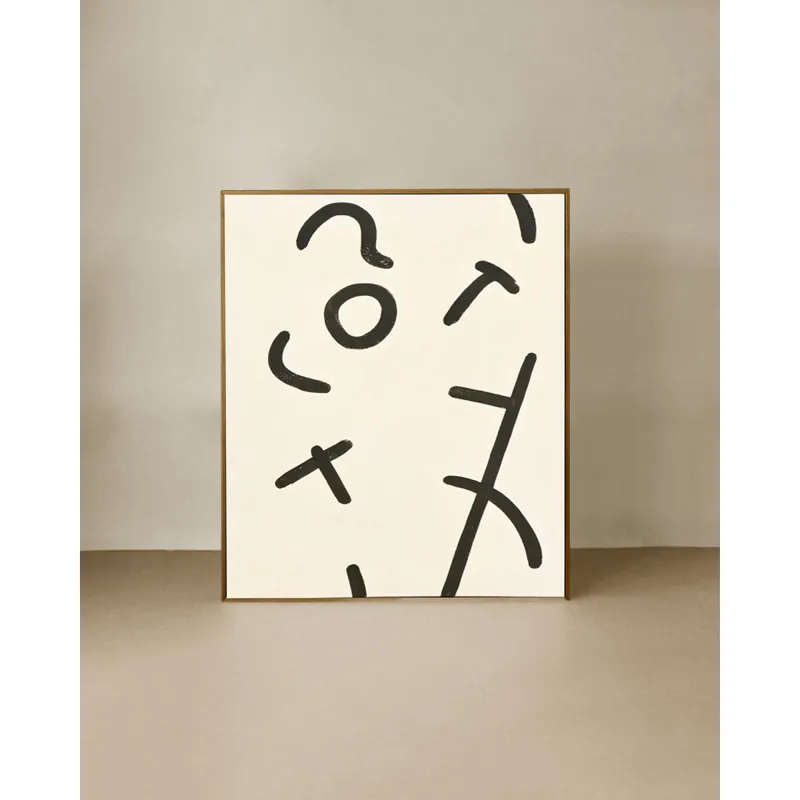 Cuadro blanco y negro decorativo sobre algodón con bastidor de madera pintado artesanalmente con pintura al óleo de 80x60cm - Decoración mural