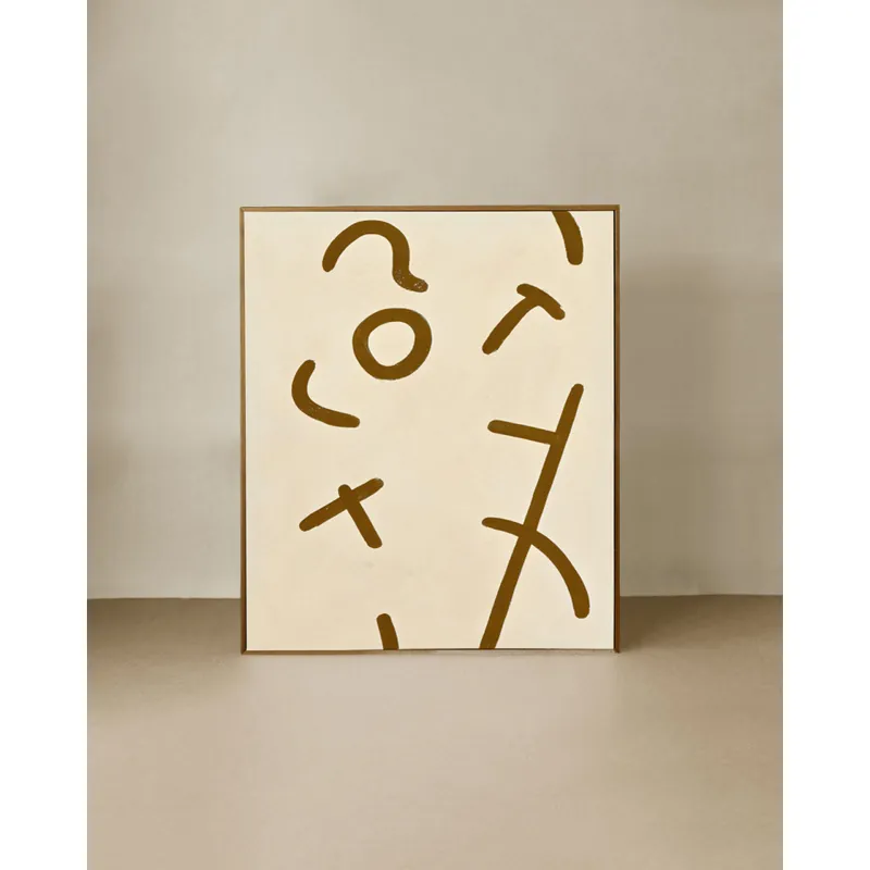 Cuadro beige y marrón decorativo sobre algodón con bastidor de madera pintado artesanalmente con pintura al óleo de 80x60cm - Decoración mural