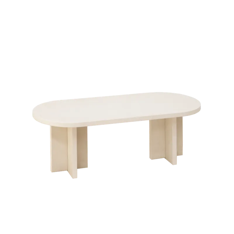 Mesa de centro de microcemento en tono blanco roto de 120x50cm - Mesas de centro