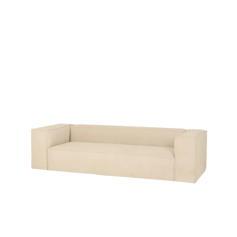 Sofá de 3/4 plazas de pana color blanco roto 210x110cm - Mobiliario