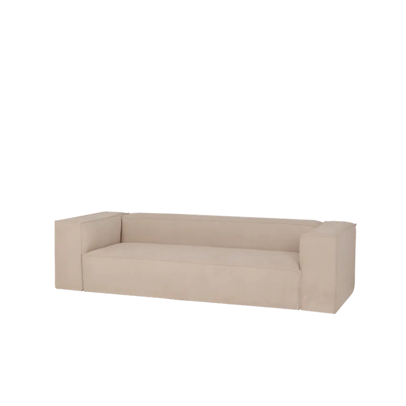 Sofá de 3/4 plazas de pana color beige 210x110cm - Mobiliario