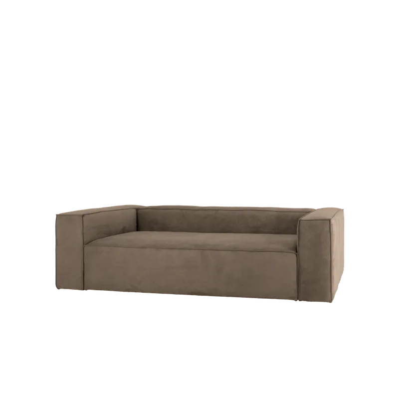 Sofá de 3/4 plazas de pana color marrón topo 210x110cm - Mobiliario
