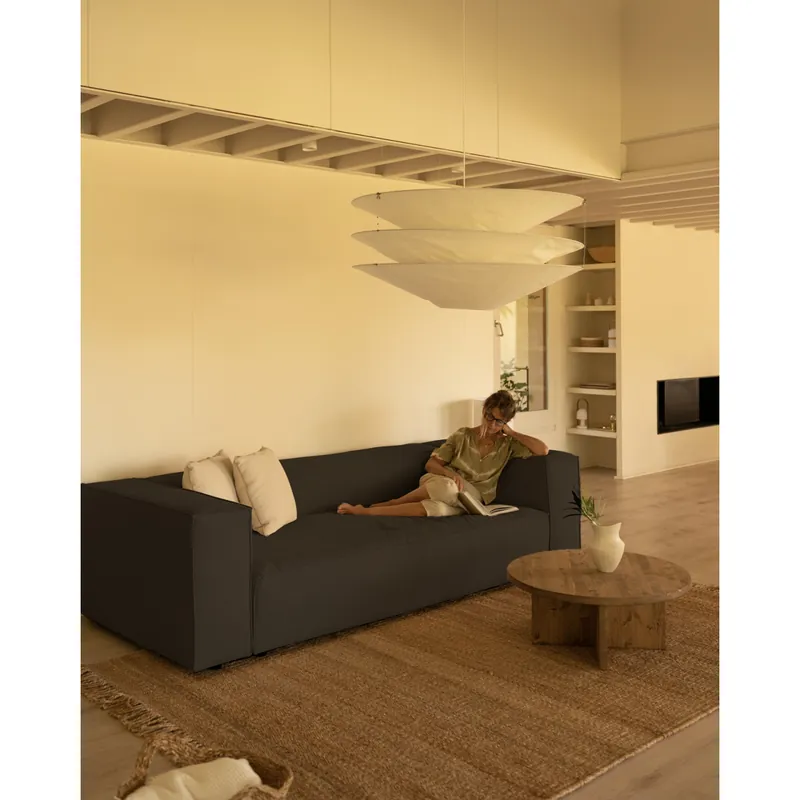 Sofá de 3/4 plazas de pana color gris oscuro 210x110cm - Mobiliario