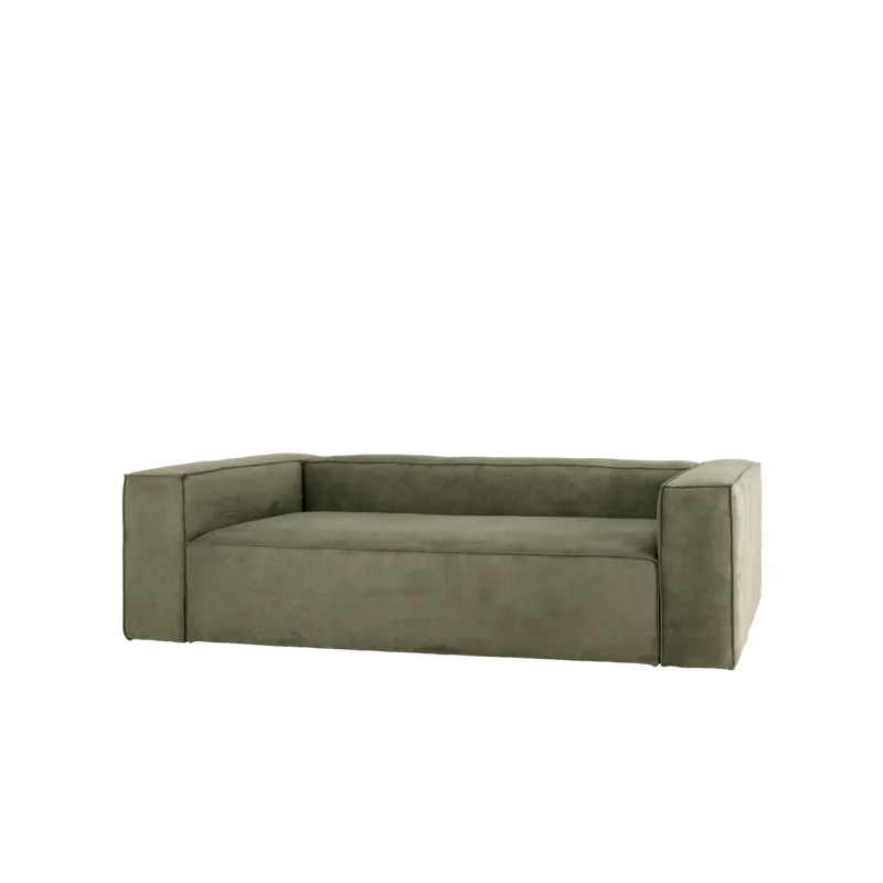 Sofá de 3/4 plazas de pana color verde 210x110cm - Mobiliario