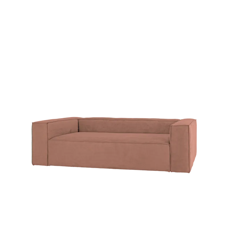 Sofá de 3/4 plazas de pana color coral 210x110cm - Mobiliario