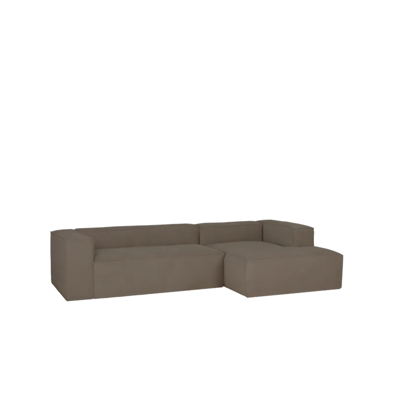 Sofá de 3 plazas con chaise longue derecho de pana color marrón topo 250x175cm - Sofás derecha
