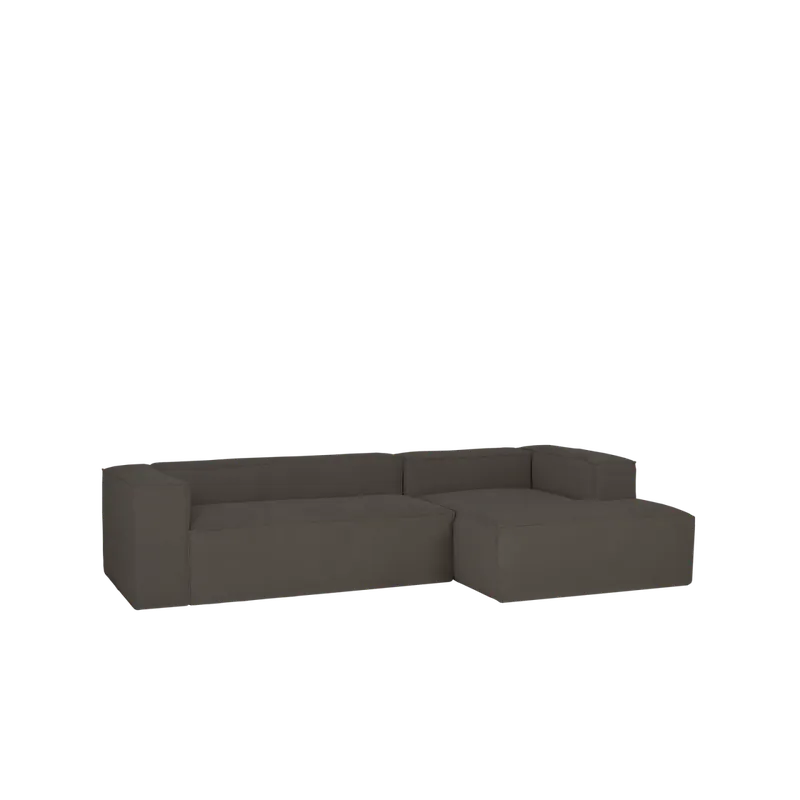 Sofá de 3 plazas con chaise longue derecho de pana color gris oscuro 250x175cm - Sofás derecha