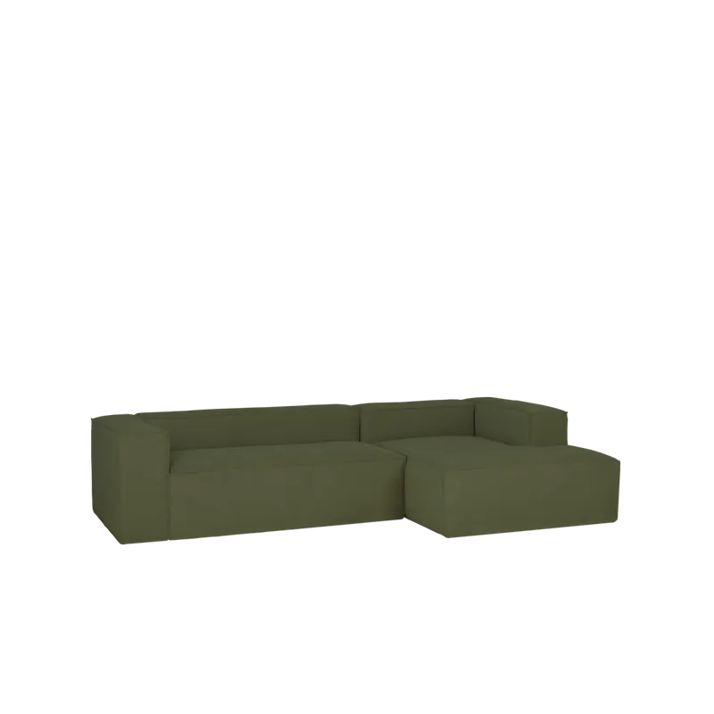 Sofá de 3 plazas con chaise longue derecho de pana color verde 250x175cm - Sofás derecha