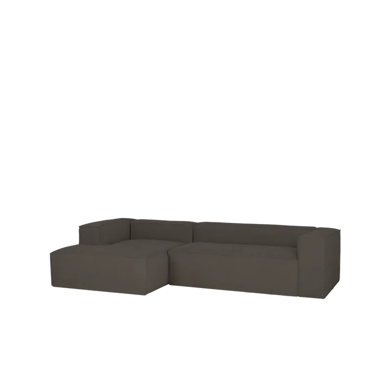 Sofá de 3 plazas con chaise longue izquierdo de pana color gris oscuro 250x175cm - Mobiliario