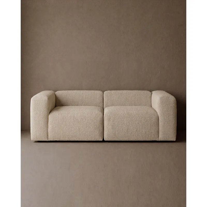 Sofá de 2 módulos de bouclé color beige 240x110cm - Mobiliario