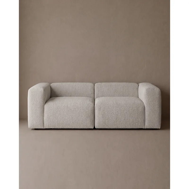 Sofá de 2 módulos de bouclé color gris claro 240x110cm - Mobiliario