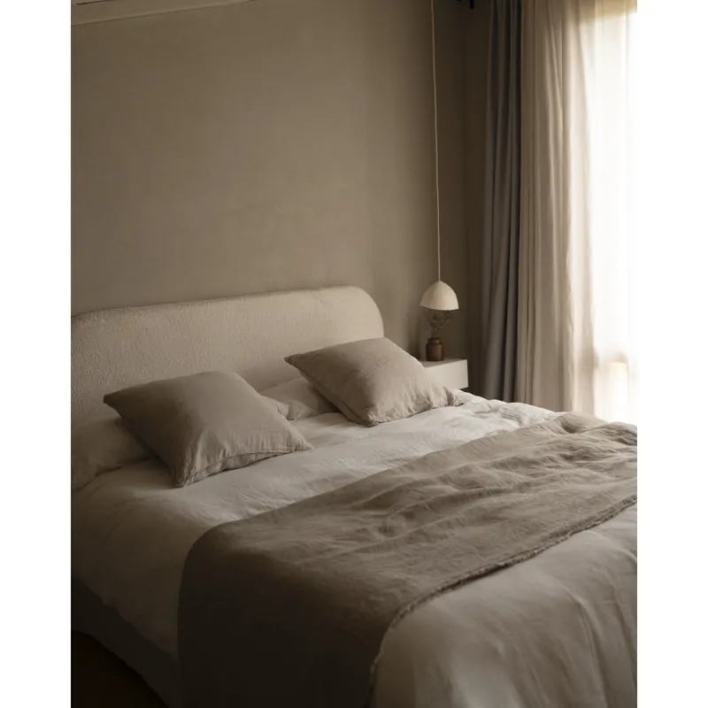 Cabecero tapizado desenfundable de bouclé blanco de 120x110cm - Cabeceros