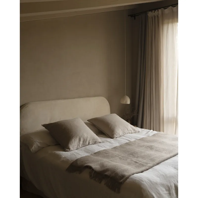 Cabecero tapizado desenfundable de pana beige de 120x110cm - Cabeceros