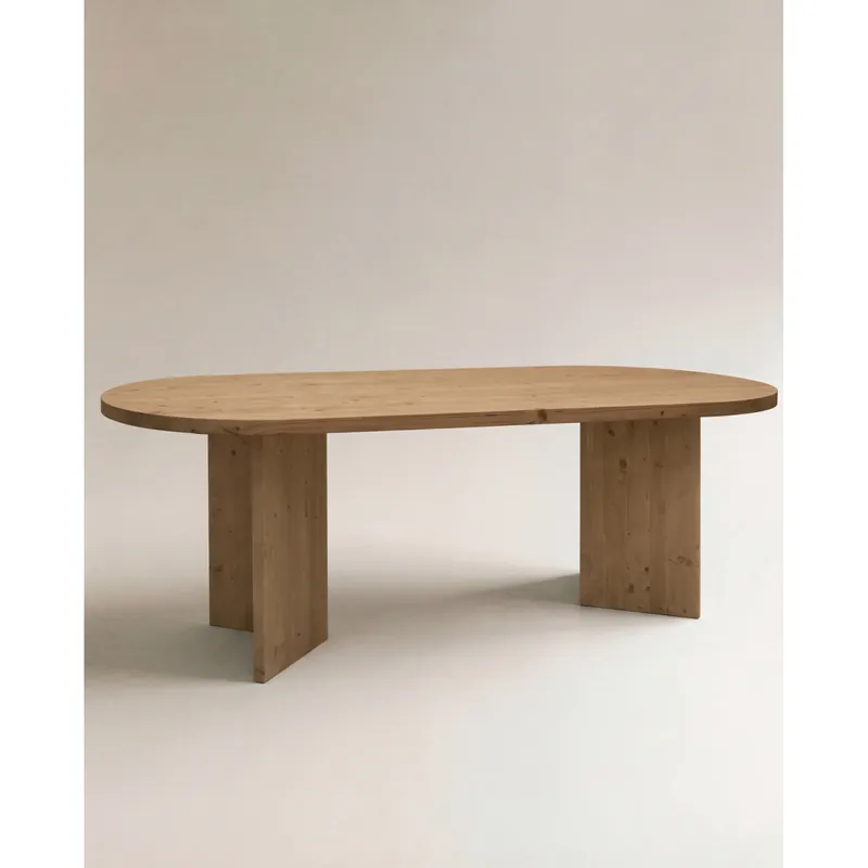 Mesa de comedor de madera maciza en tono roble oscuro de 160cm - Mesas de comedor