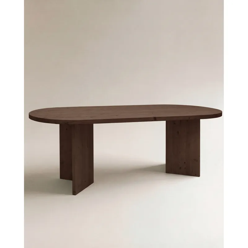 Mesa de comedor de madera maciza en tono nogal de 160cm - Mesas de comedor