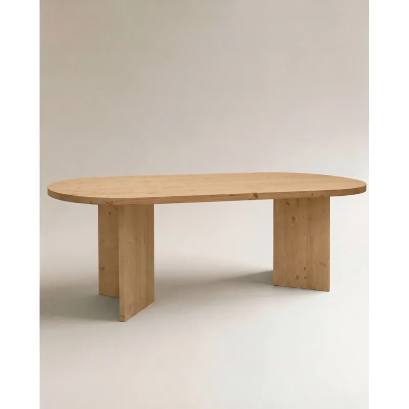 Mesa de comedor de madera maciza en tono roble medio de 160cm - Mesas de comedor