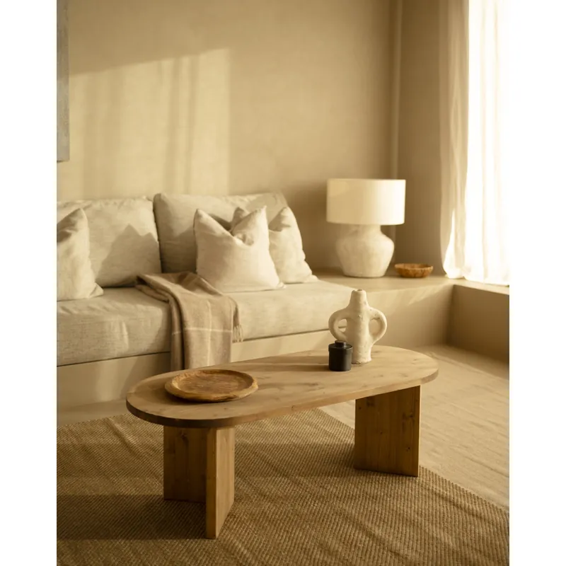 Mesa de centro de madera maciza en tono roble oscuro de 120cm - Mesas de centro
