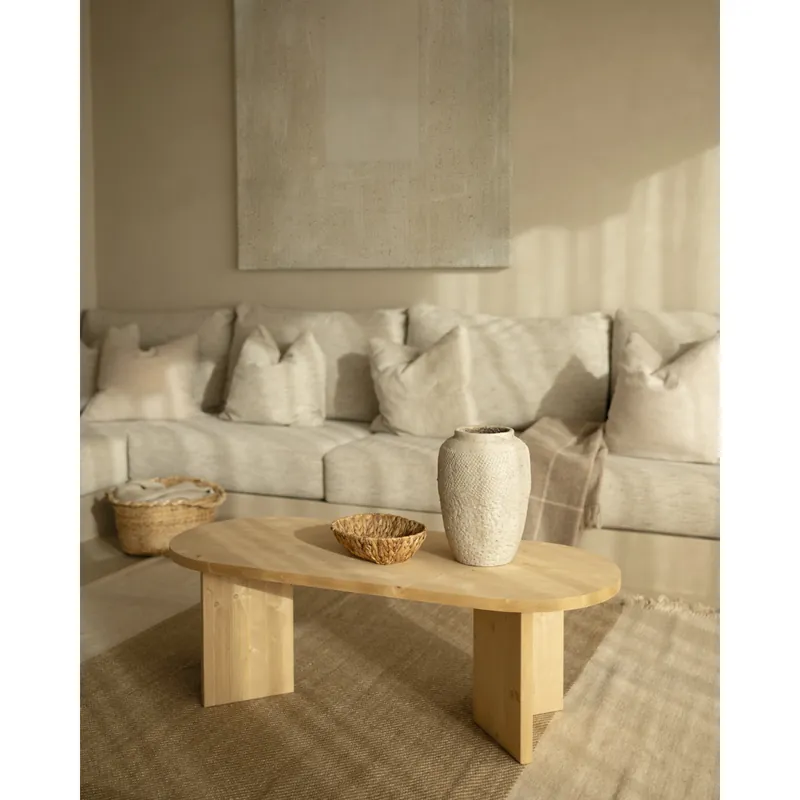 Mesa de centro de madera maciza en tono roble medio de 120cm - Mesas de centro