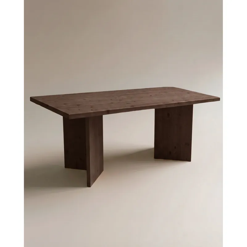 Mesa de comedor de madera maciza en tono nogal de 160cm - Mesas de comedor
