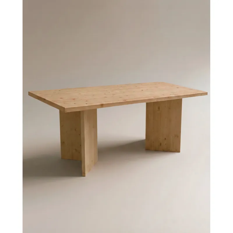 Mesa de comedor de madera maciza en tono roble medio de 160cm - Mesas de comedor