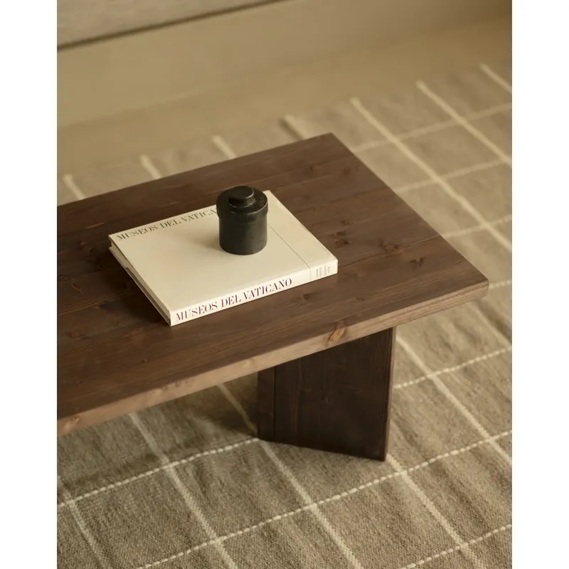Mesa de centro de madera maciza en tono nogal de 120x55cm - Mesas de centro