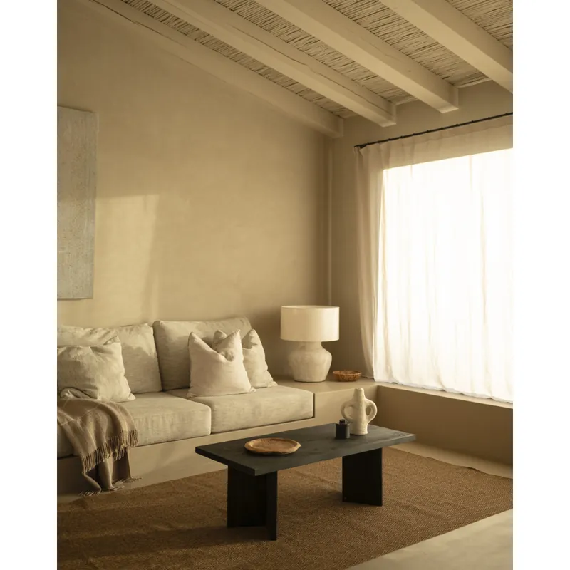 Mesa de centro de madera maciza en tono negro de 120x55 cm - Mesas de centro