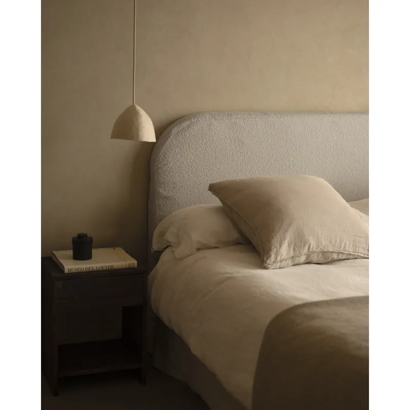 Cabecero tapizado desenfundable de bouclé gris claro de 120x110cm - Cabeceros
