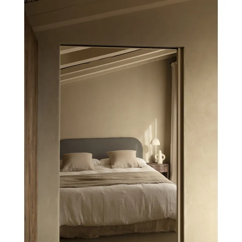 Cabecero tapizado desenfundable de bouclé gris oscuro de 120x110cm - Cabeceros