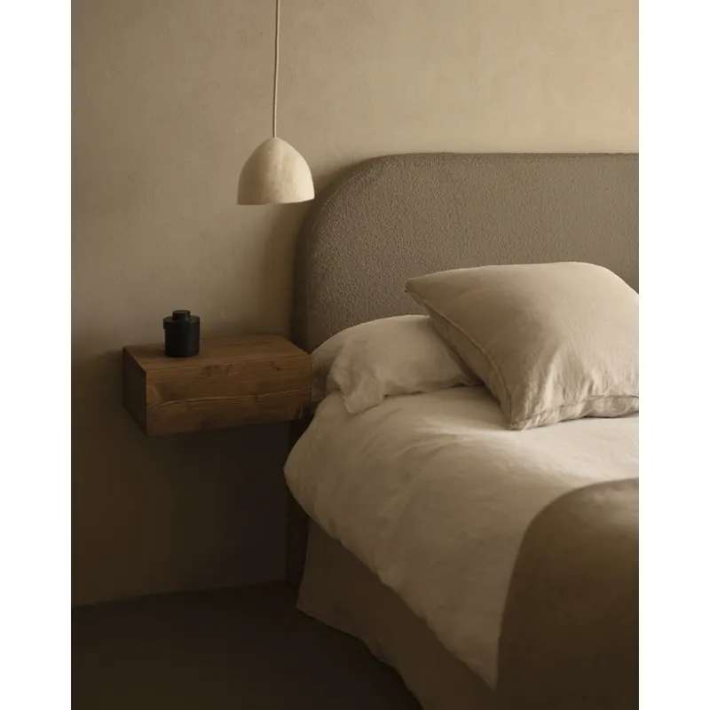 Cabecero tapizado desenfundable de bouclé marrón de 120x110cm - Cabeceros