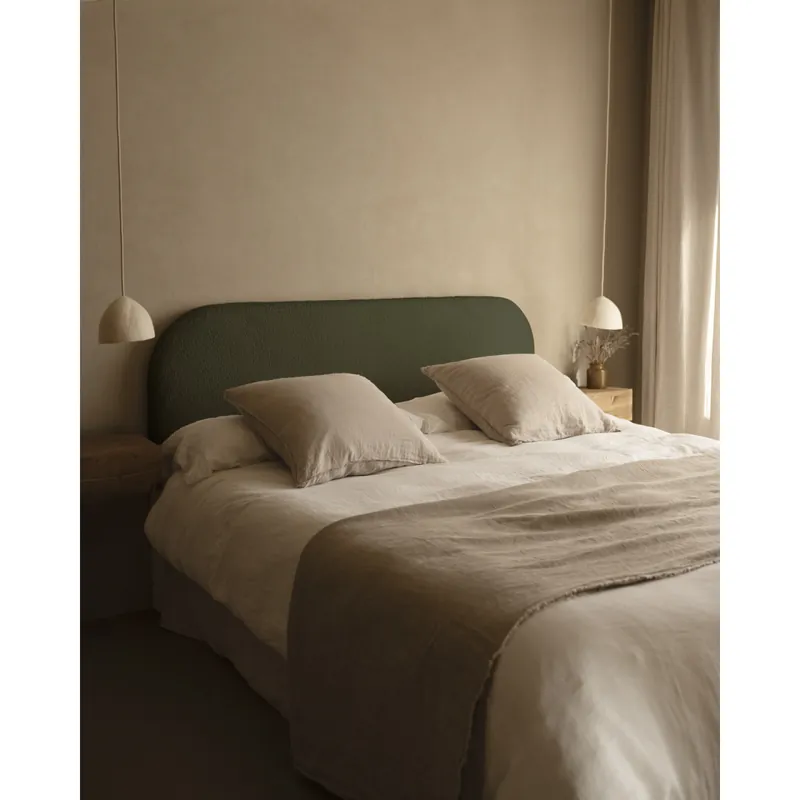 Cabecero tapizado desenfundable de bouclé verde de 120x110cm - Cabeceros