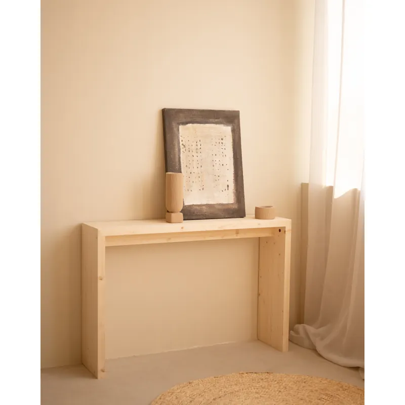 Consola de madera maciza en tono natural de 120x80cm - Cómodas y consolas