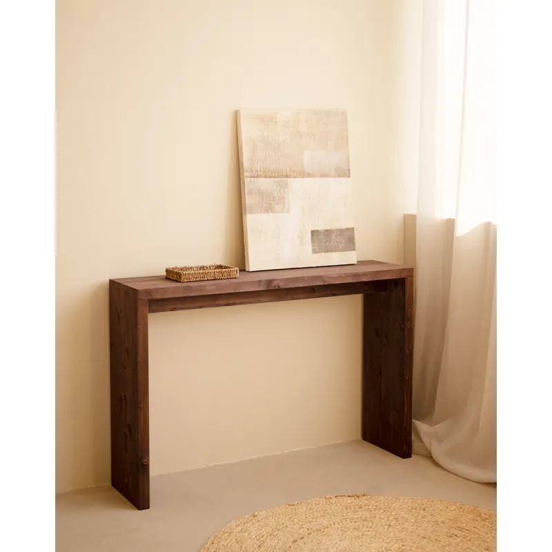 Consola de madera maciza en tono nogal de 120x80cm - Cómodas y consolas