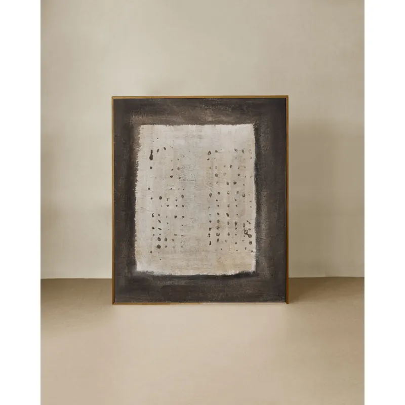 Cuadro negro y blanco decorativo sobre algodón con bastidor de madera pintado artesanalmente con pintura al óleo de 80x60cm - Decoración mural