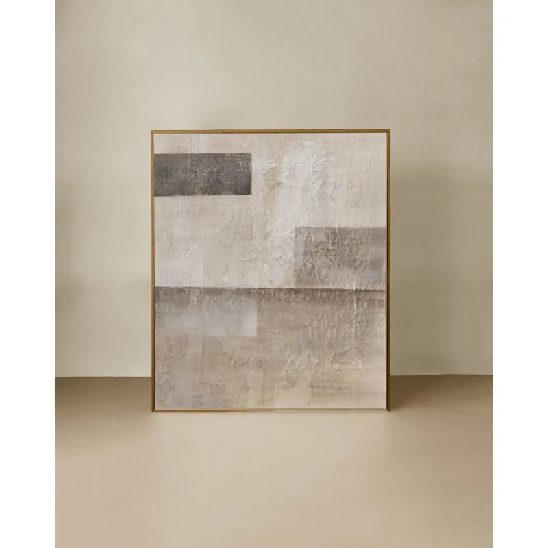 Cuadro gris decorativo sobre algodón con bastidor de madera pintado artesanalmente con pintura al óleo de 80x60cm - Decoración mural